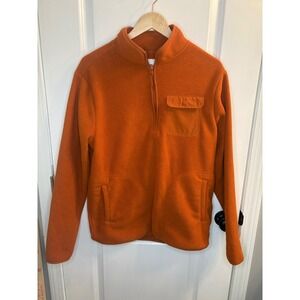 Goodfellow & Co Mens Quarter Zip Fleece Pullover Burnt Orange Jacket Size M